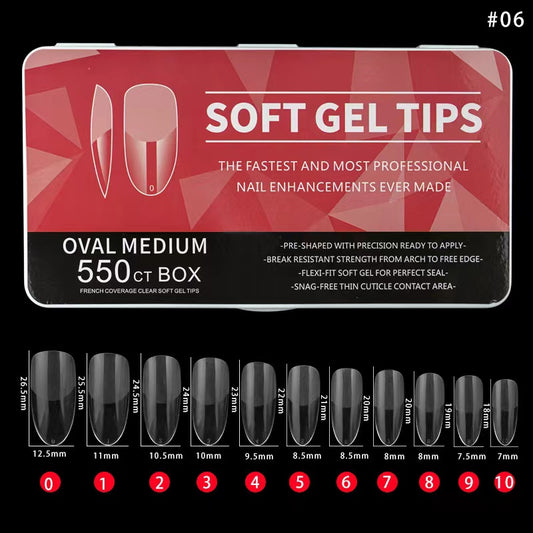 Soft Gel Tips - Oval Medium 550pcs