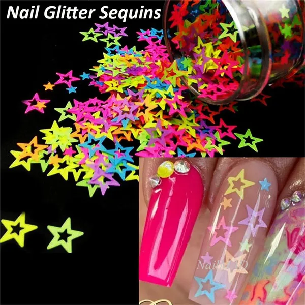 Hollow Star Neon Sequin Art - Multicolor