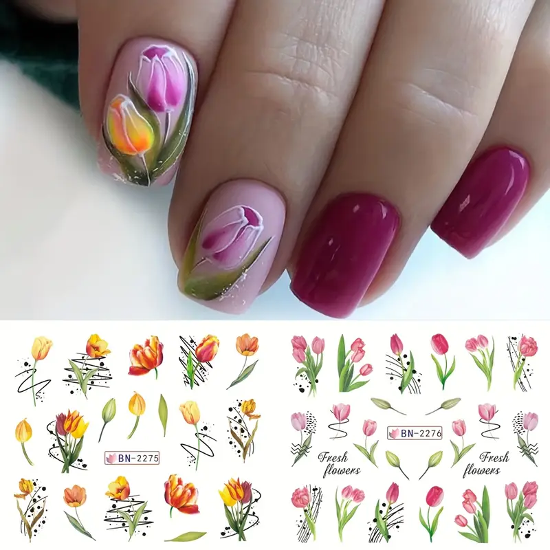 Tulip Lilly Floral Nail art decal