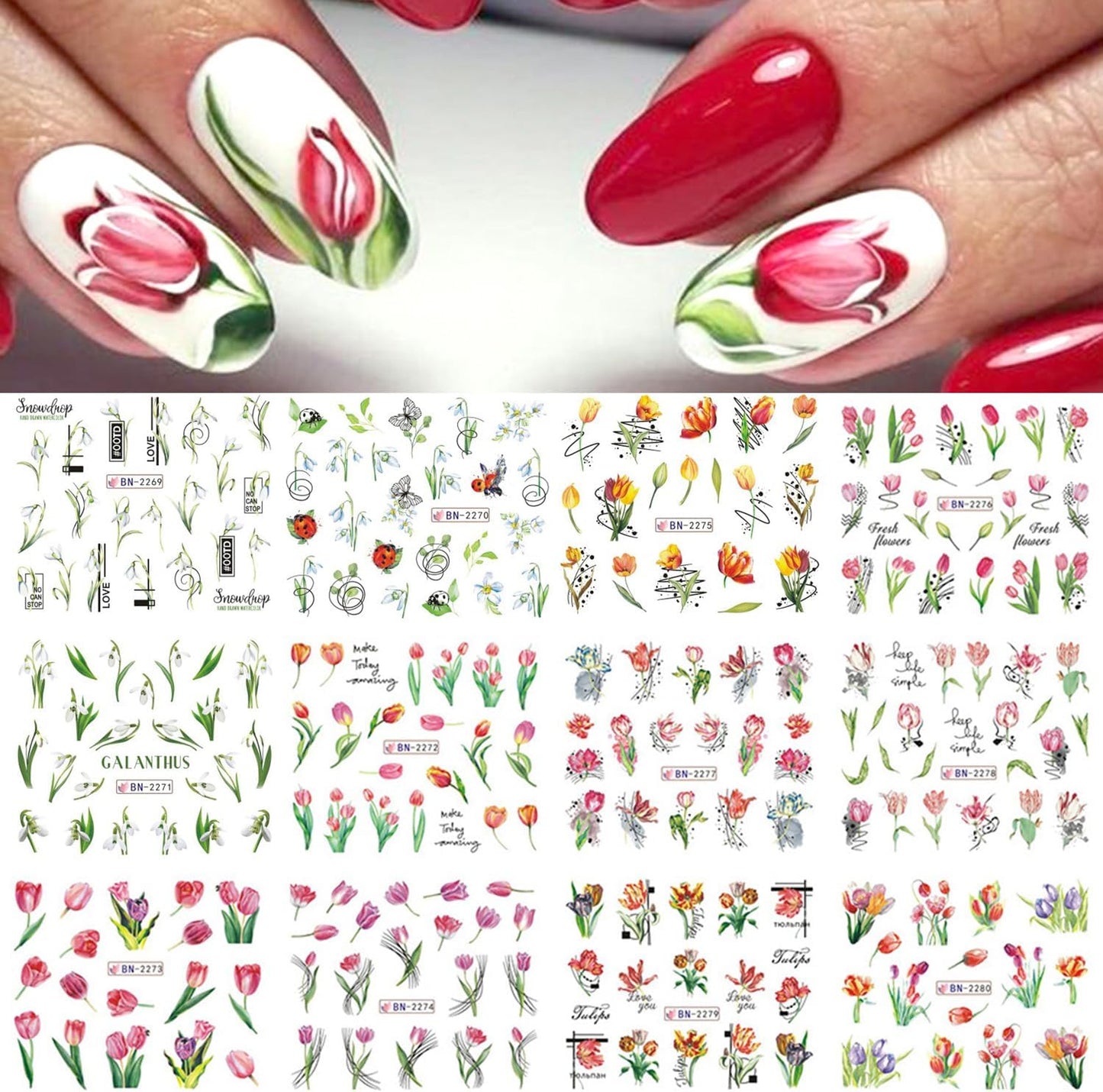 Tulip Lilly Floral Nail art decal
