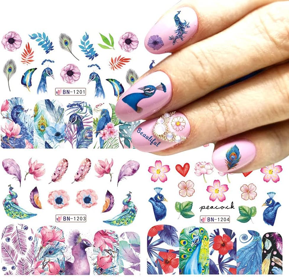 Peacock nail decal