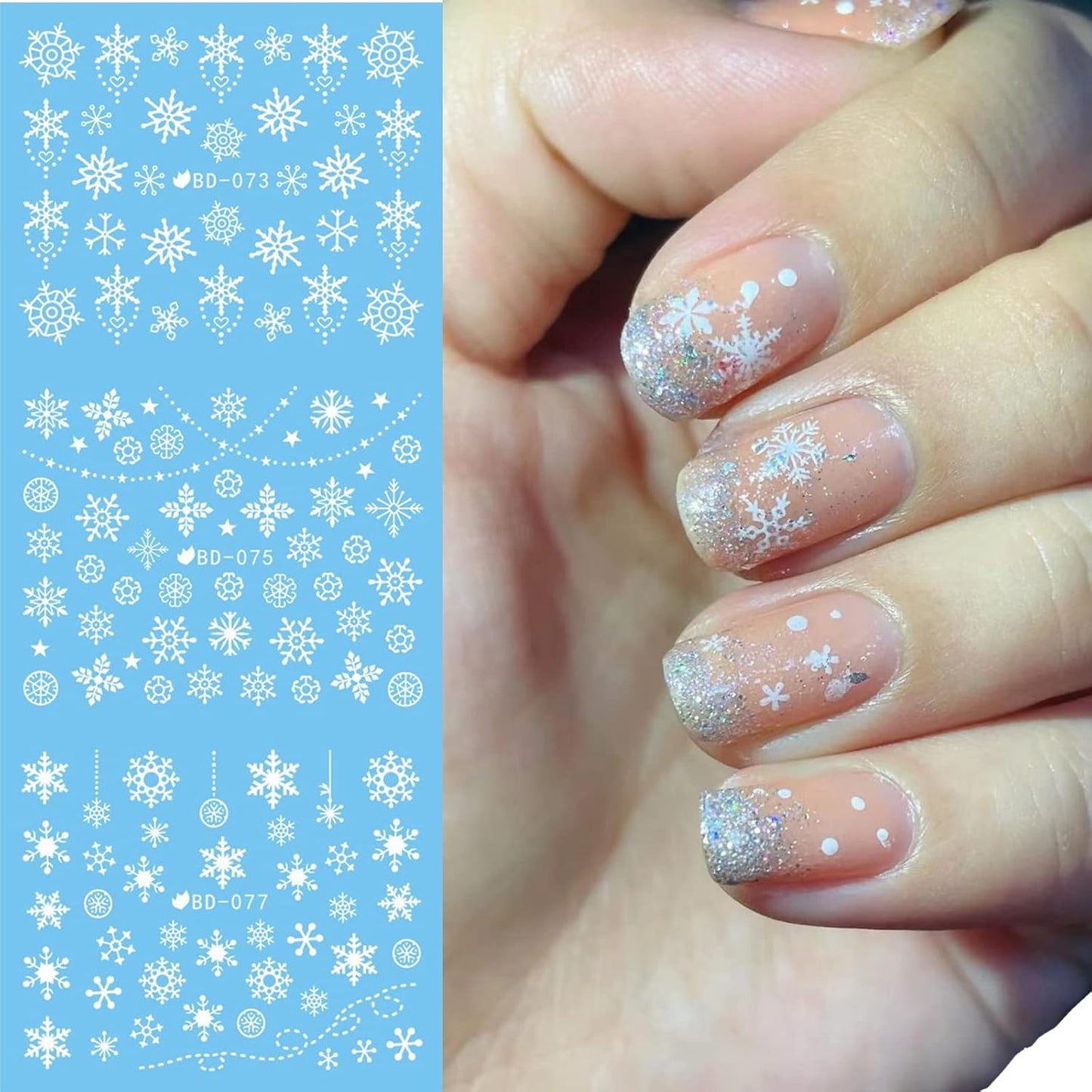Nail Art Snowflakes Water Decal Range B075-85