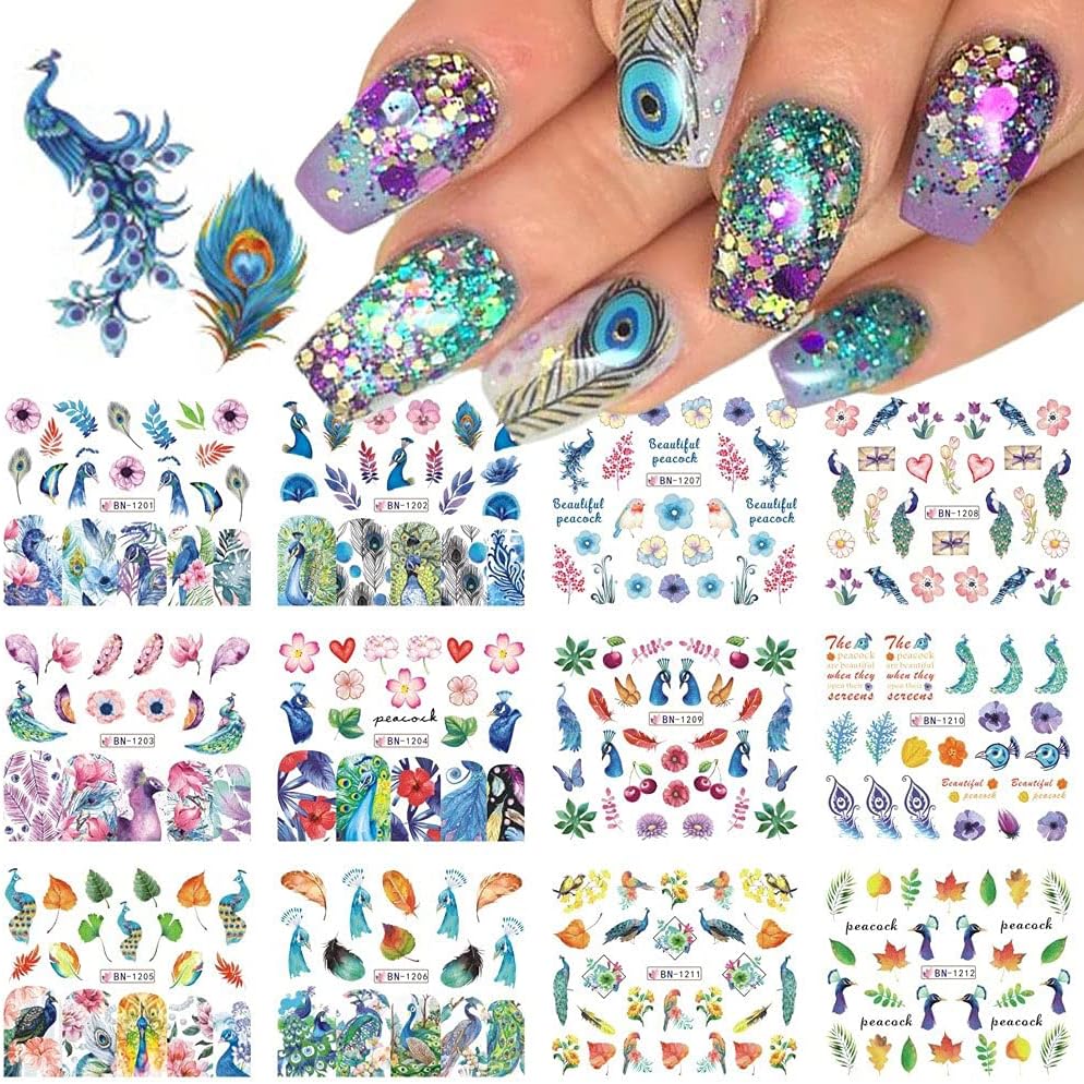 Peacock nail decal