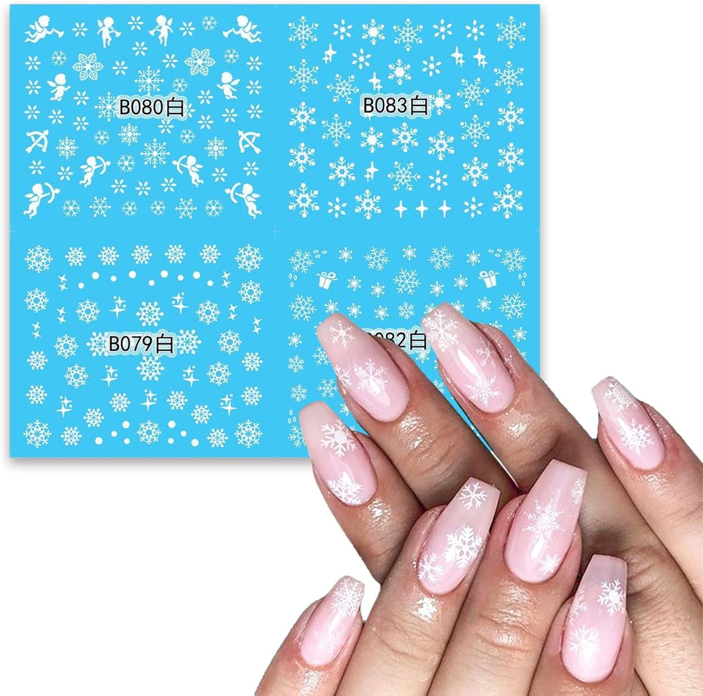 Nail Art Snowflakes Water Decal Range B075-85