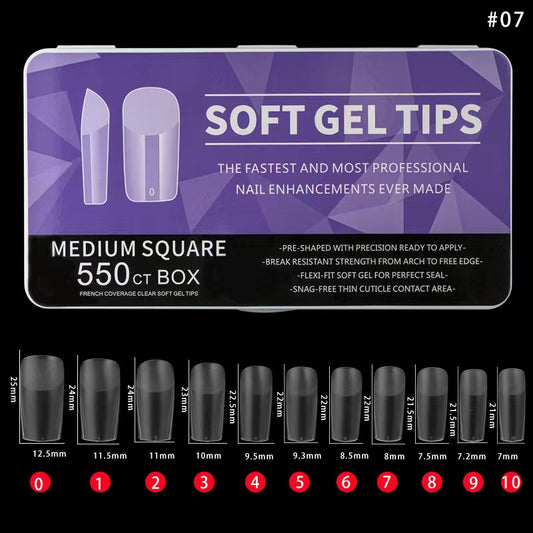Soft Gel Tips - Medium Square 550pcs