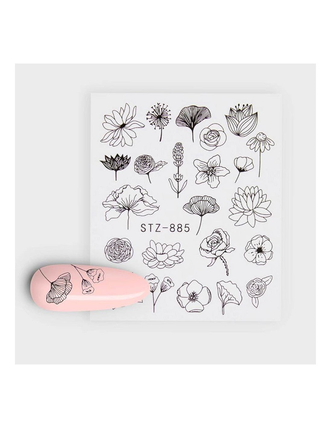 Flower Geometric Nail Decal STZ885