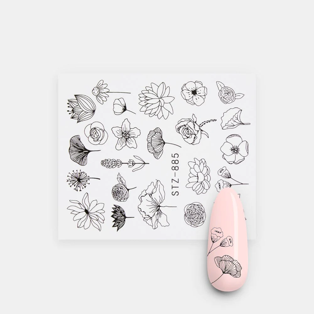 Flower Geometric Nail Decal STZ885