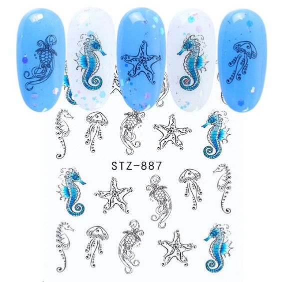 Sea horse Star fish Nail Decal STZ887