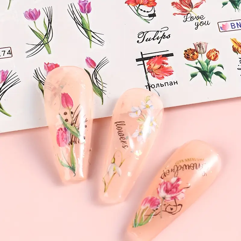 Tulip Lilly Floral Nail art decal
