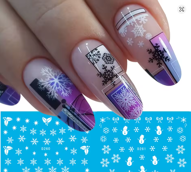 Nail Art Snowflakes Water Decal Range D260-270