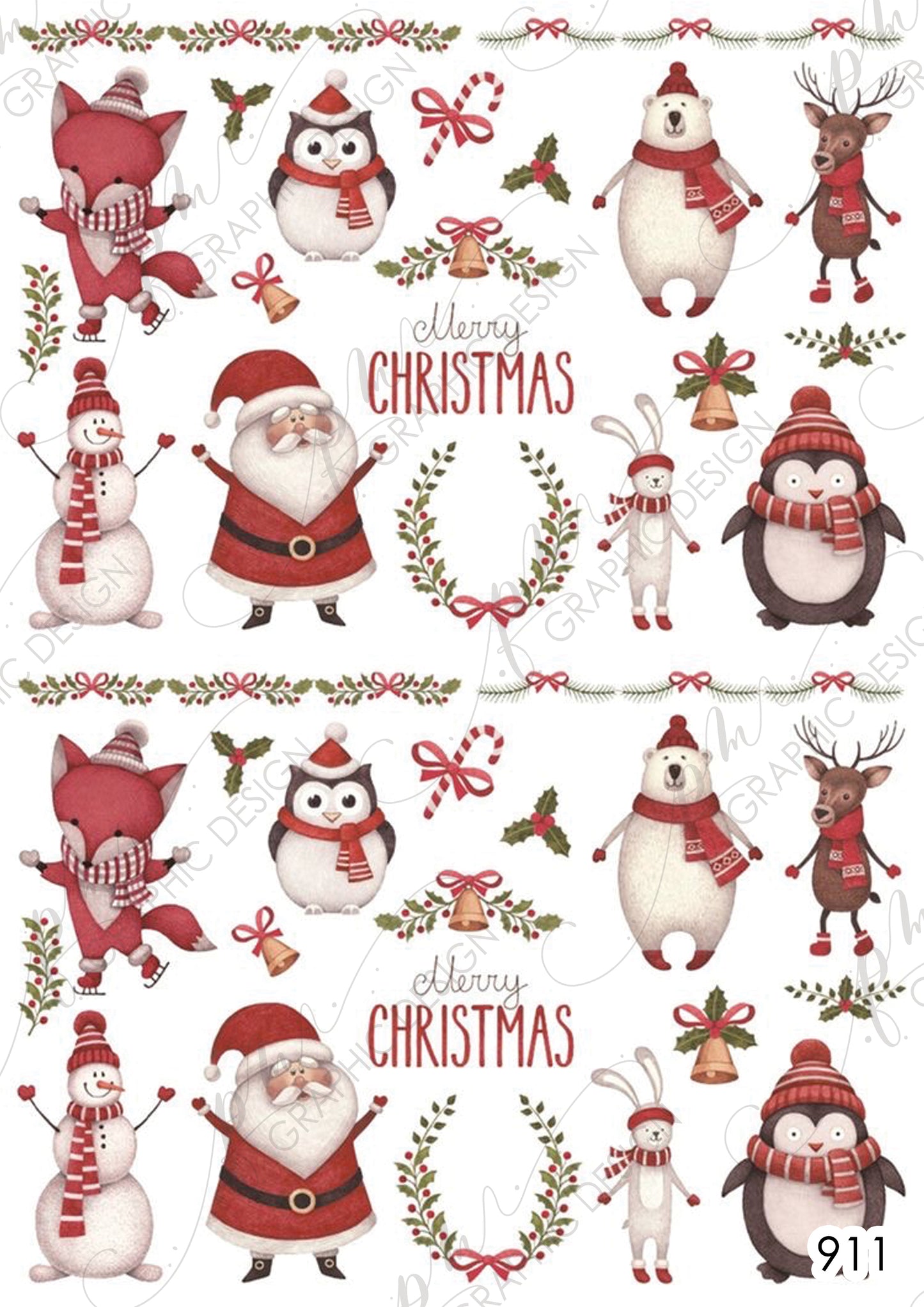 Christmas Nail Art Decal PM911