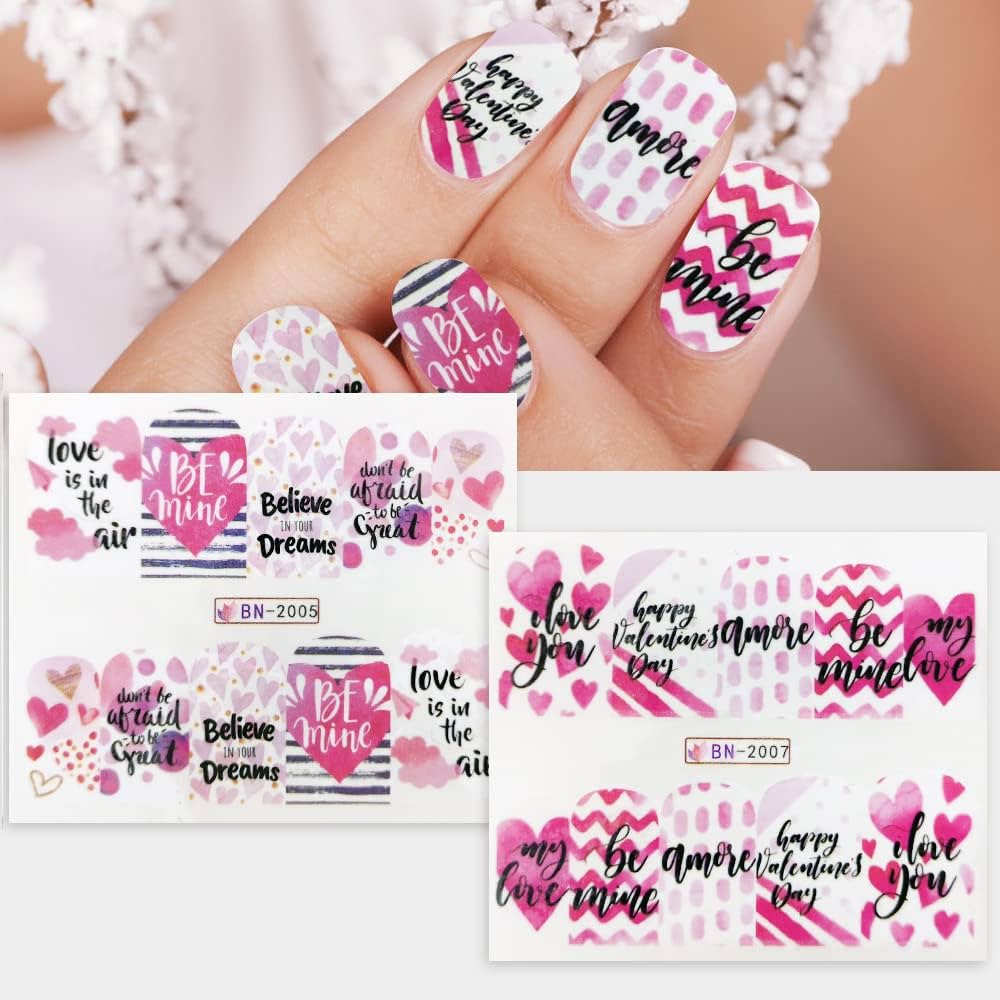 Valentine Heart Text Art Nail Decal BN2005