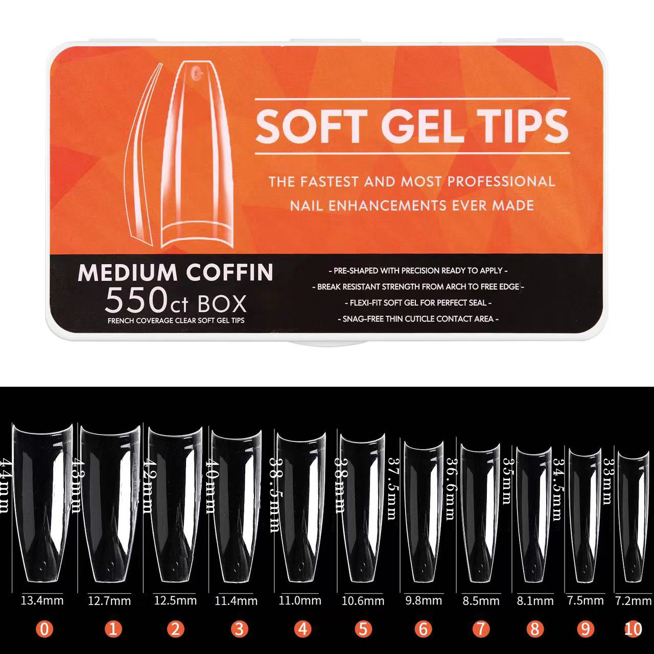 French Coverage Clear Soft Gel Tips Medium Coffin 440PCS (8)