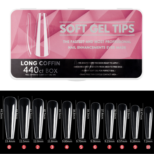 Full Coverage Clear Soft Gel Tips Long Coffin 440PCS (7)