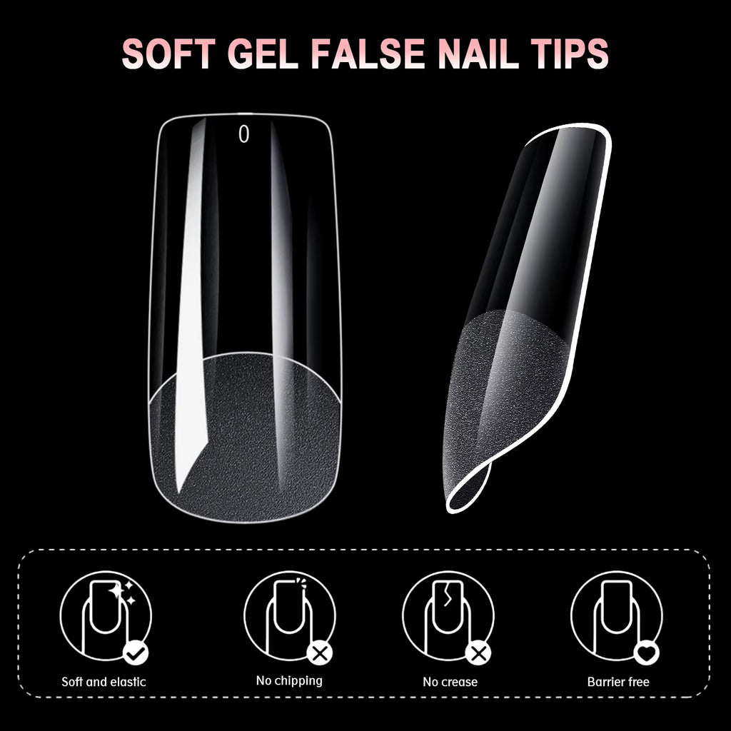 Clear Soft Gel Tips 5pcs Set