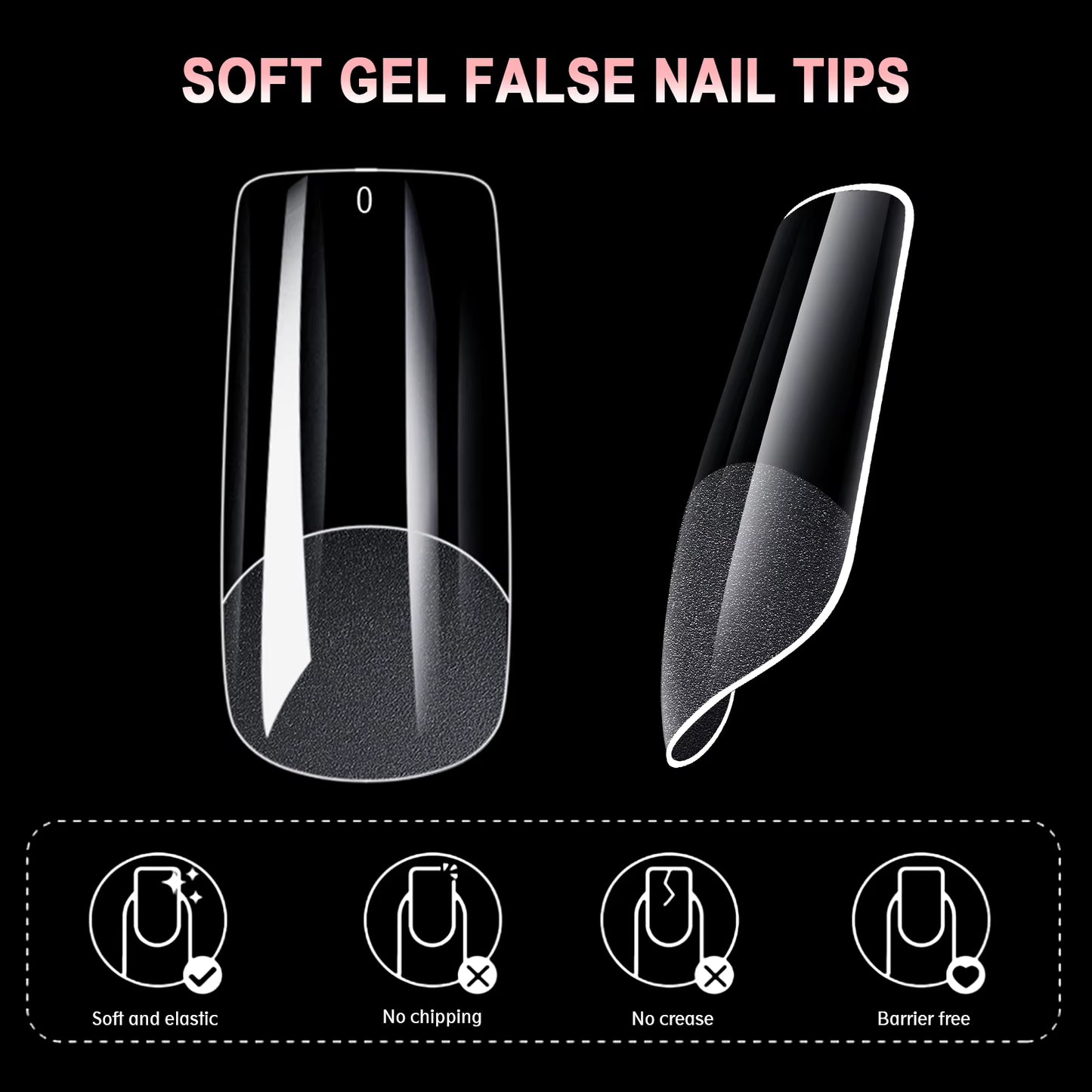 Clear Soft Gel Tips 5pcs Set