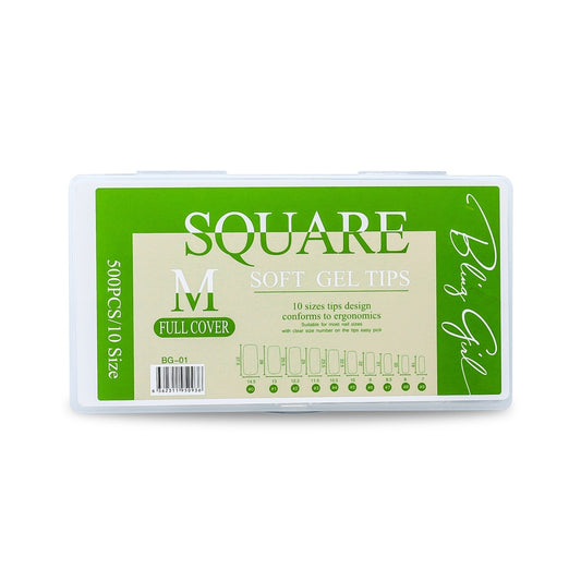 Square Soft Gel Tips Gel Tips Medium Full Cover BG