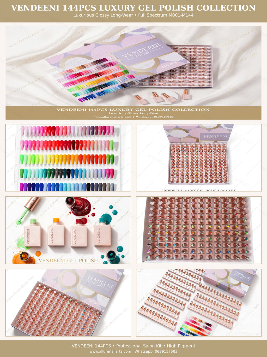 Vendeeni 144 colors Gel Polish set with a color chart