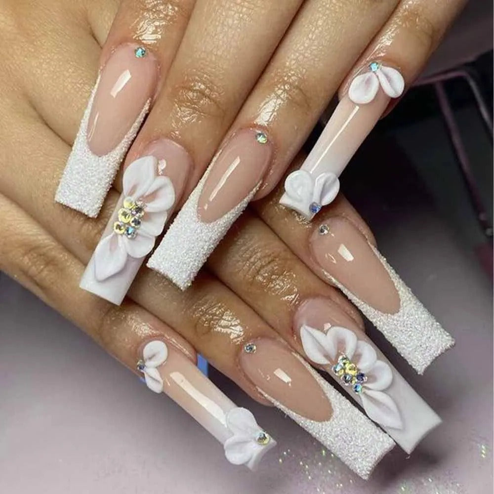 Elegant 3D Flower Nail Designs