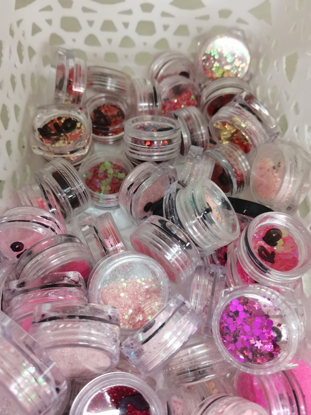 Shades of Pink Red Purple Nail Glitter