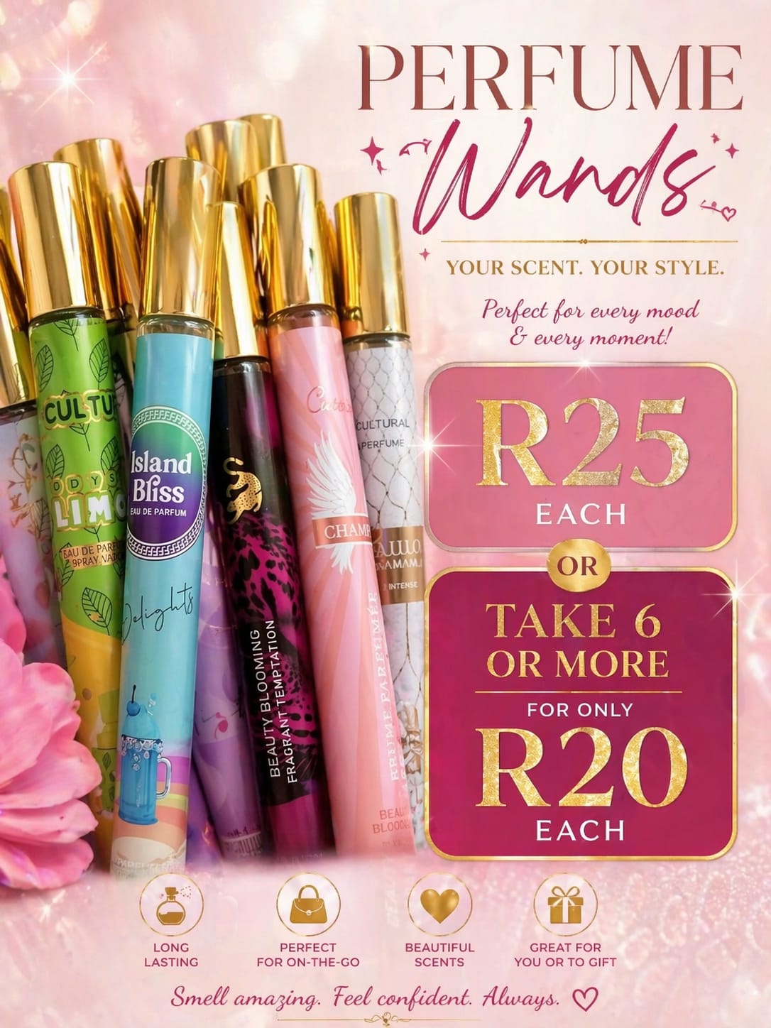 Perfume purse wand sprays