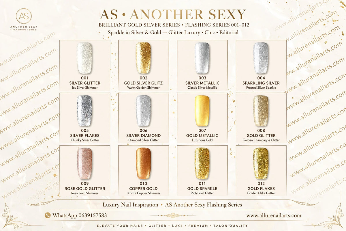 AS UV/LED Gel Polish 15ml - Silver Gold Series 6pcs