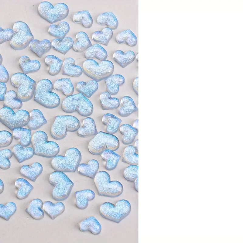 Blue Heart Resin Nail Art Decoration 10 pcs
