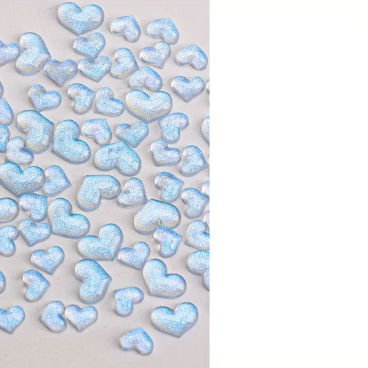 Blue Heart Resin Nail Art Decoration 10 pcs