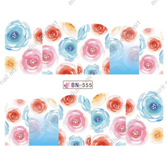 Rose Floral Nail Art Decal BN555