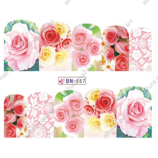 Rose Floral Nail Art Decal BN557