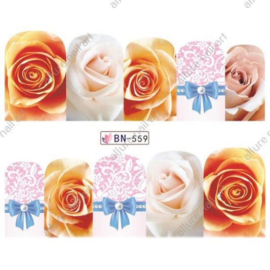 Rose Floral Nail Art Decal BN559