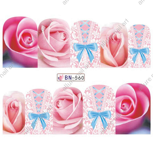 Rose Floral Nail Art Decal BN560