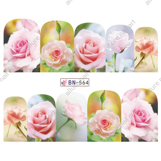 Rose Floral Nail Art Decal BN564