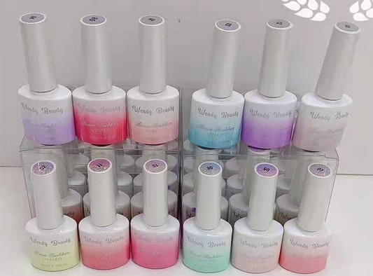 Wendy Color Rubber Base Colors comes in a pink bottle. Not ombre bottle