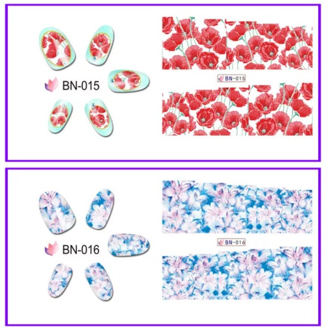 Flower Nail Decal Range BN013-24