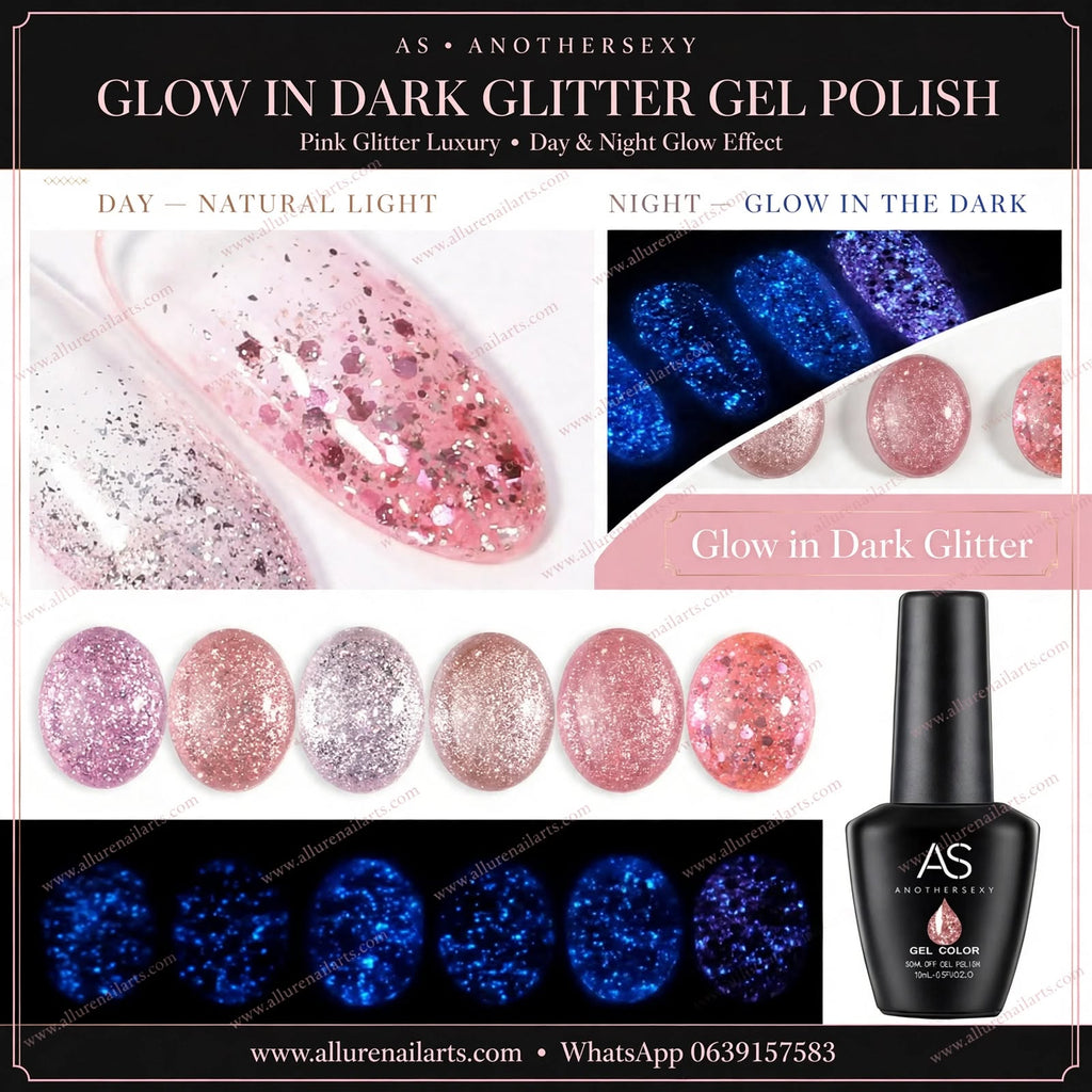 AS Glow in dark Glitter Gel Polish Set