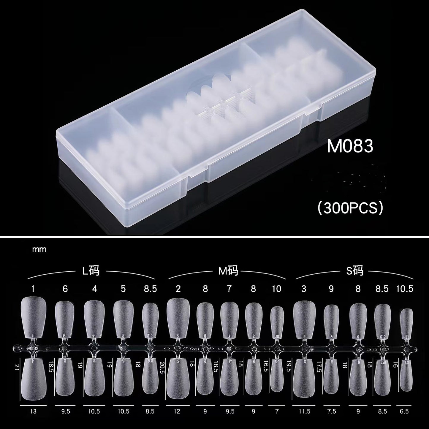 Tips 300pcs Press-on Nails, Pre Shaped Soft Gel x Nails M083