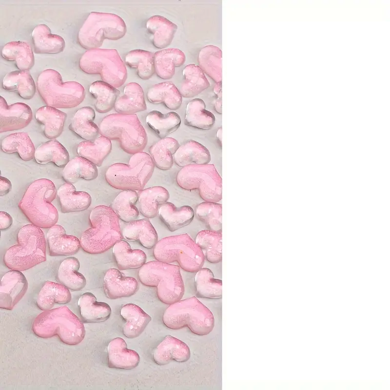 Pink Heart Resin Nail Art Decoration 10 pcs