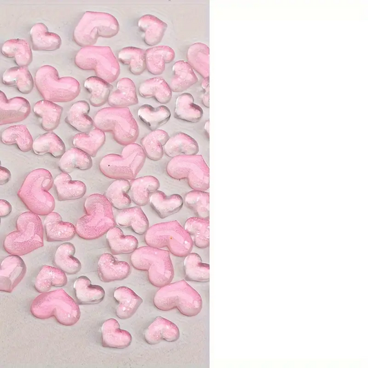Pink Heart Resin Nail Art Decoration 10 pcs