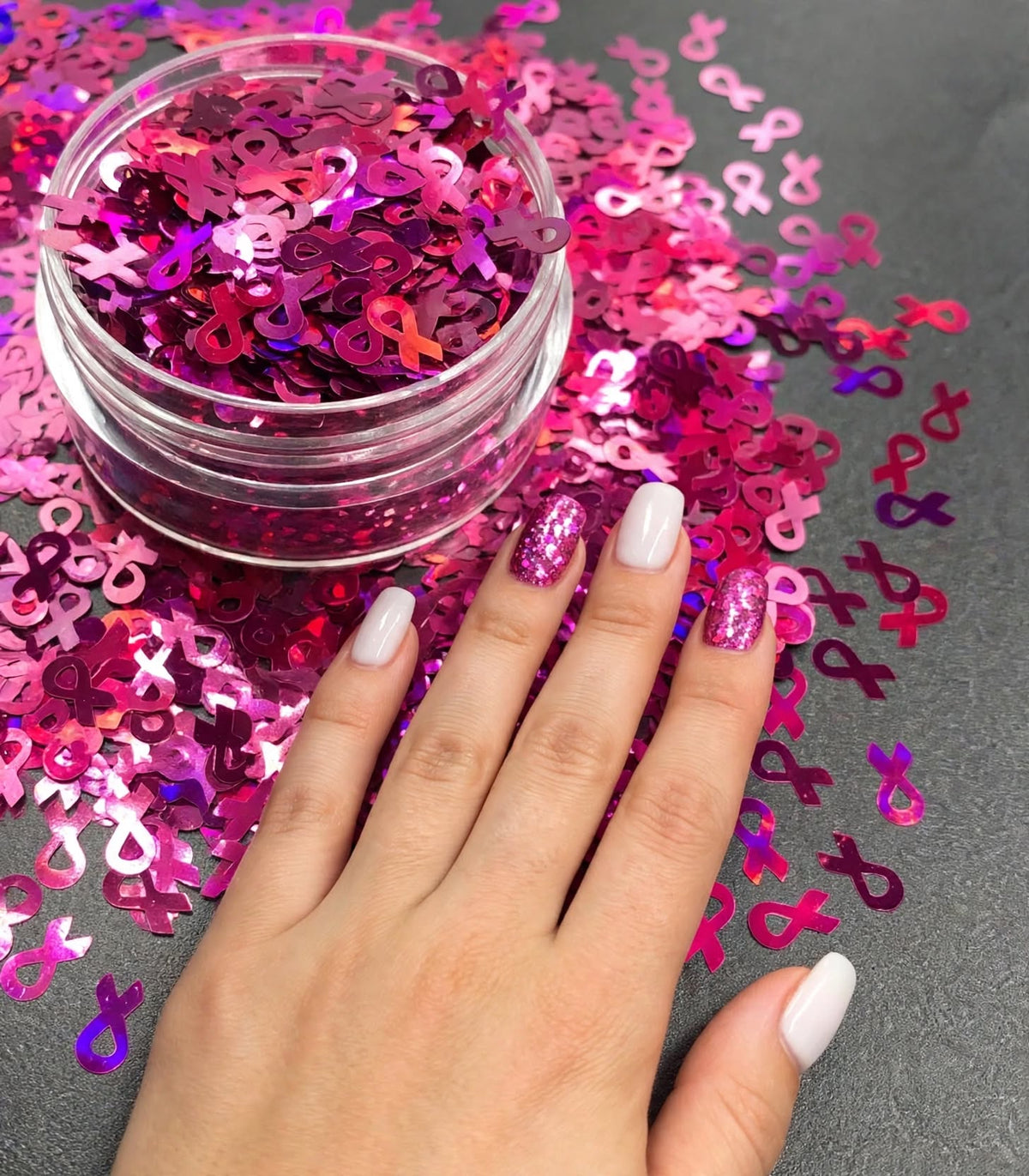 Cancer Awareness Ribbon Sequin 3g Jars