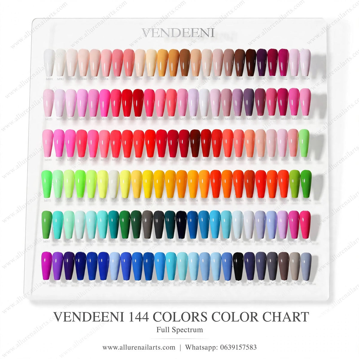 Vendeeni 144 colors Gel Polish set with a color chart