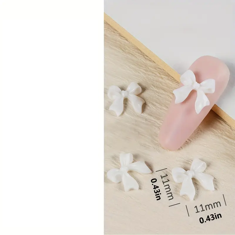 White Bow Resin Nail Art Decoration 10 pcs