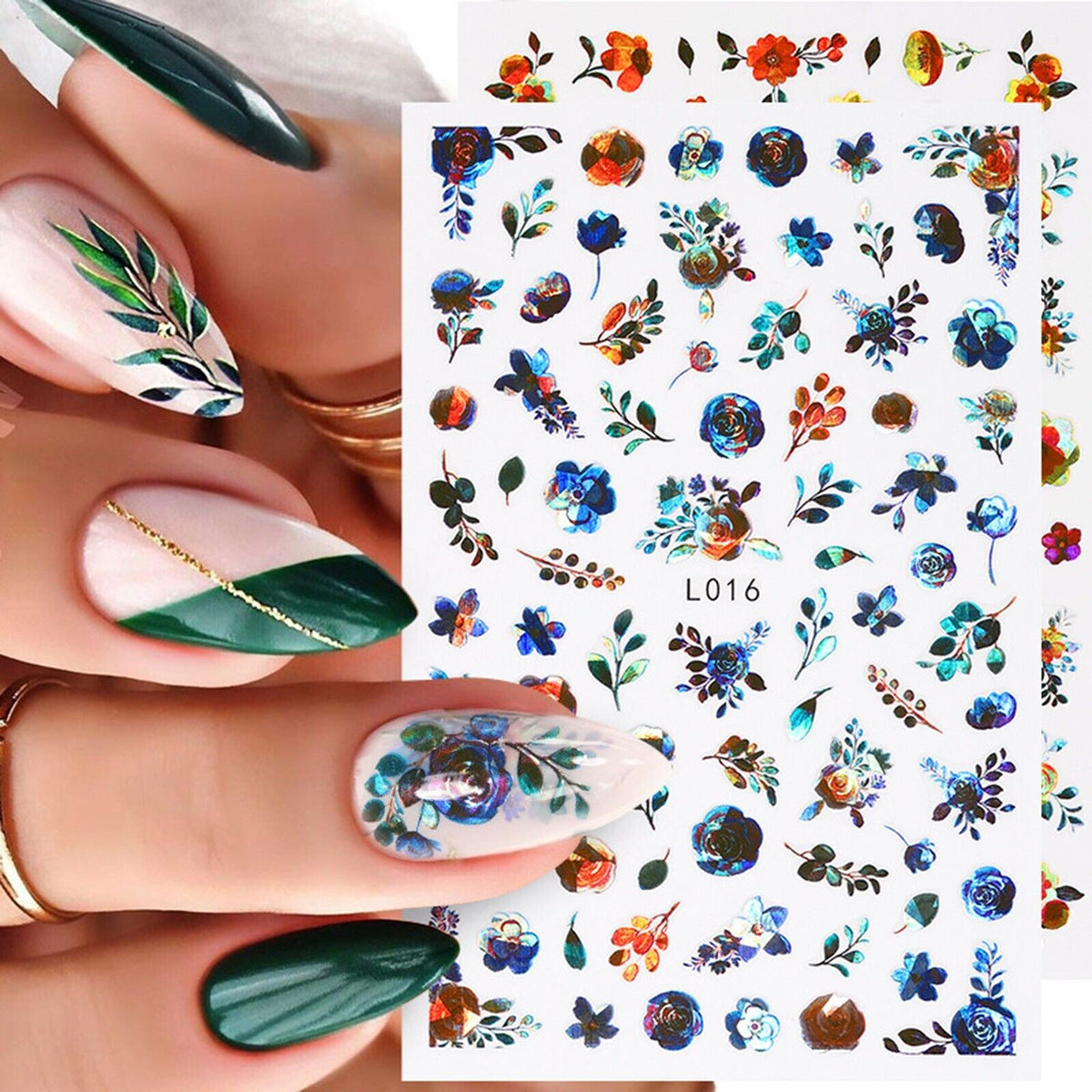 Holographic Flower Nail Sticker L016