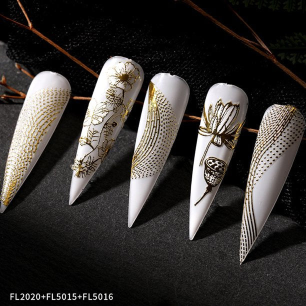 Geometric Leaves Flower Abstract Nail Art Sticker