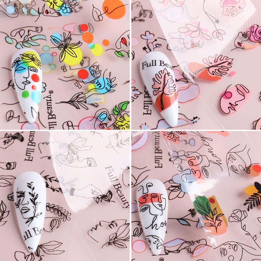 Abstract Faces Floral Foil Nail Transfer