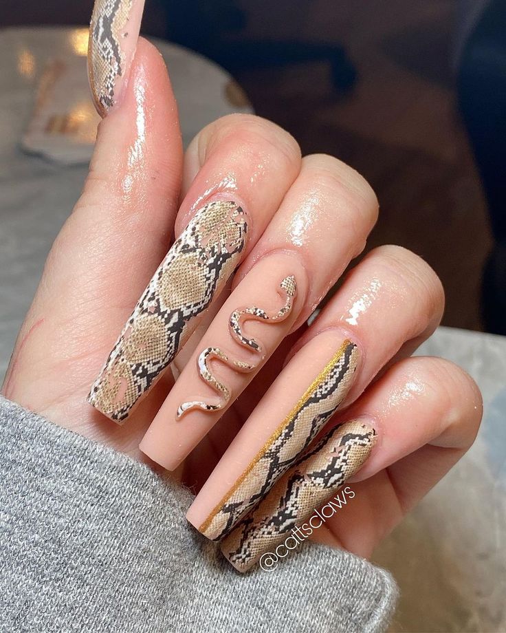 Snake Pattern Print Foil Nail Transfer