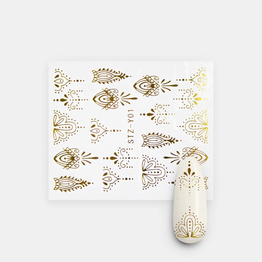 Gold Metallic Lace Nail Decal