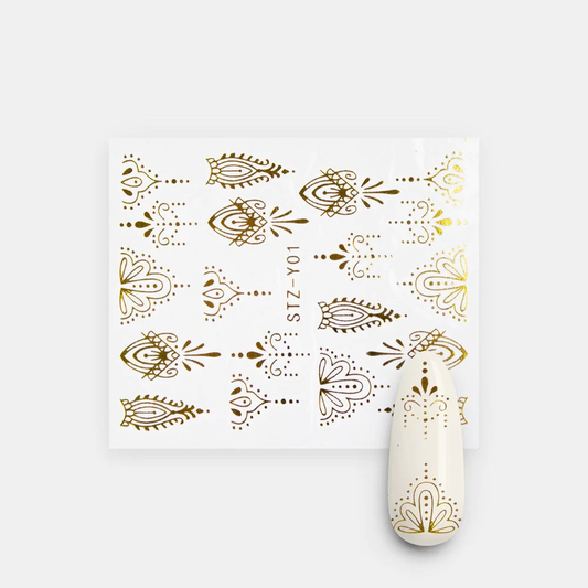 Gold Metallic Lace Nail Decal