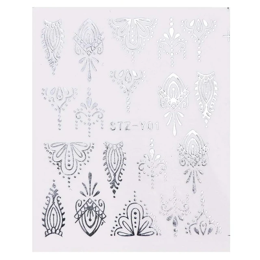 Silver Metallic Lace Nail Decal