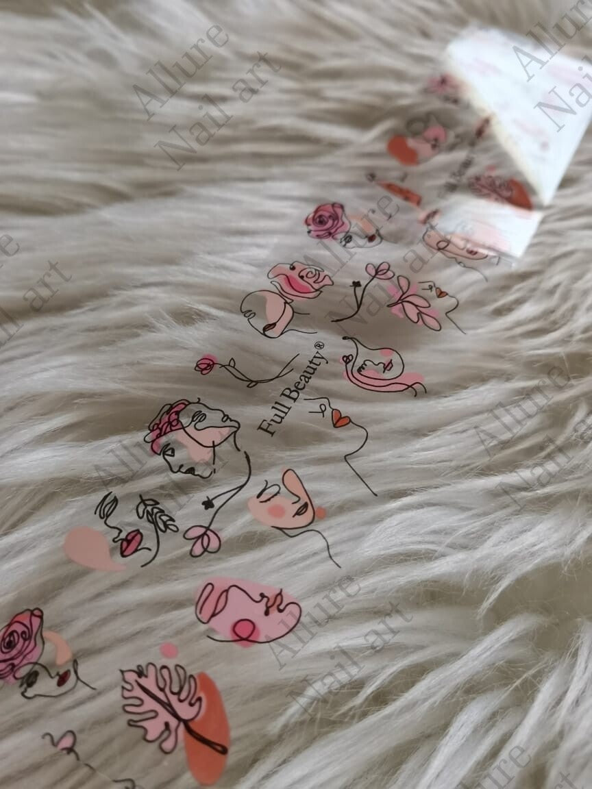 Abstract Faces Floral Foil Nail Transfer